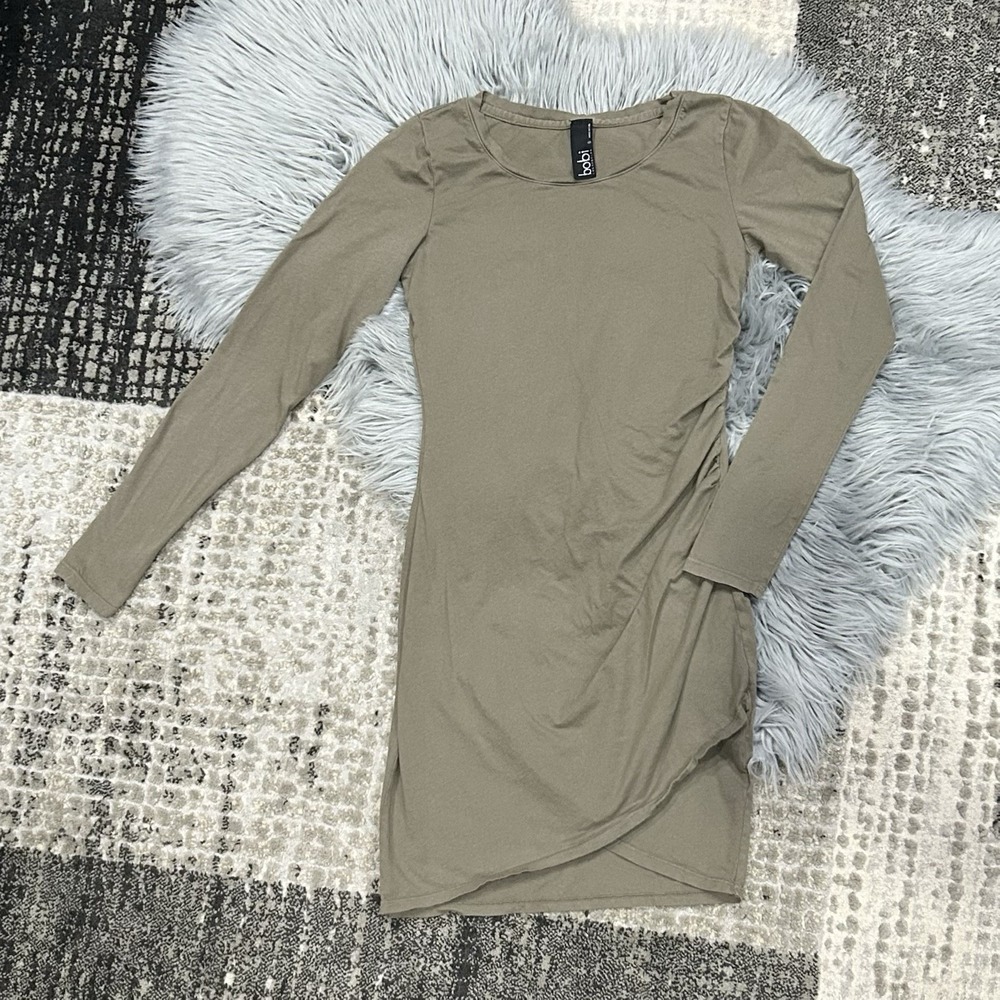 Bobi Las Angeles Revolve Supreme Jersey Ruched Bodycon Dress In Olive Size Small